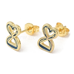 Rack Plating Brass Infinity Heart Stud Earrings with Enamel, Lead Free & Cadmium Free, Real 18K Gold Plated, 10x6.5mm(EJEW-K247-04G)