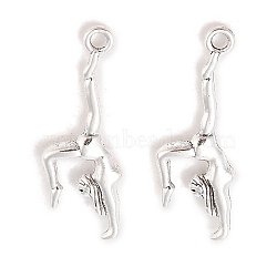 Tibetan Style Zinc Alloy Dancer Pendants, Gymnast Charm/Gymnastic Pendant, Lead Free & Cadmium Free, Antique Silver, 30x10.5x3mm, Hole: 2mm(X-TIBEP-R334-283AS-RS)