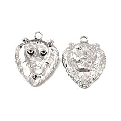 304 Stainless Steel Pendant Cabochon Settings, Lion, Stainless Steel Color, Tray: 2.5x2mm, 25x20x4mm, Hole: 2.5mm(STAS-E182-03P)