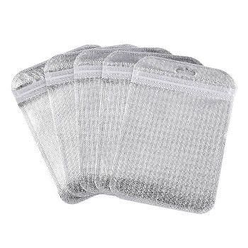 Translucent Plastic Zip Lock Bags, Resealable Packaging Bags, Rectangle, Silver, 15x10.5x0.03cm