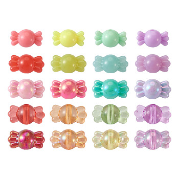 Pandahall Opaque Solid Color & Imitation Jelly & Transparent Styles Acrylic Beads, Candy, Mixed Color, 8x14.5x8mm, Hole: 2mm, 600pcs/set