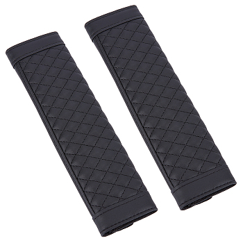 PU Leather Seat Safety Belt Pad, Breathable Car Shoulder Strap Cover Protection, Black, 224x60.5x16mm, 2pcs/set