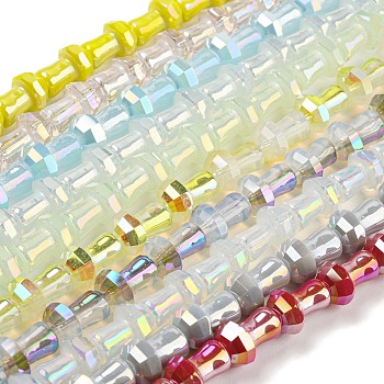 Electroplate Glass Beads Strands, AB Color Plated, Faceted, Mushroom, Mixed Color, 12x8mm, Hole: 1mm, about 50pcs/strand, 22.83''(58cm)
