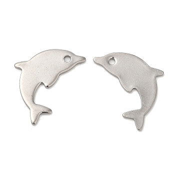304 Stainless Steel Pendants, Laser Cut, Dolphin, Stainless Steel Color, 11x17x0.7mm