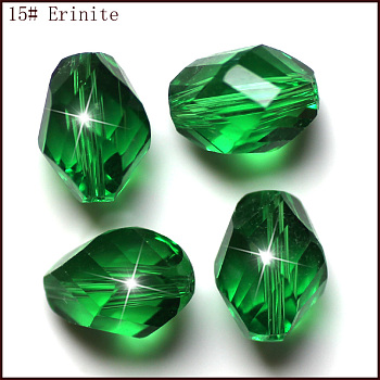 Imitation Austrian Crystal Beads, Grade AAA, Faceted, Bicone, Green, 8x10.5mm, Hole: 0.9~1mm