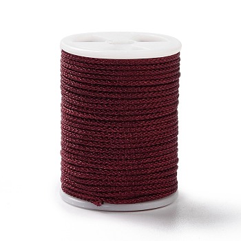 Braided Nylon Threads, Mambo Thread, with Spool, for Jewelry Making, Round, Dark Red, 1mm, about 6 yards/roll