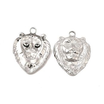 304 Stainless Steel Pendant Cabochon Settings, Lion, Stainless Steel Color, Tray: 2.5x2mm, 25x20x4mm, Hole: 2.5mm