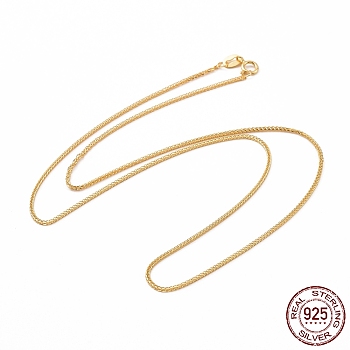 925 Sterling Silver Wheat Chains Necklace for Women, Golden, 15.75 inch(40cm)