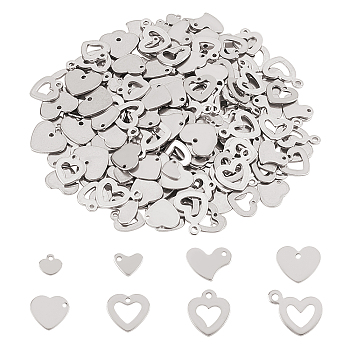 Unicraftale 304 Stainless Steel Charms, Heart, Stainless Steel Color, 240pcs/box