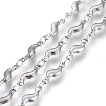 304 Stainless Steel Link Chains, Soldered, Twisted, Stainless Steel Color, 11.5x3.5x2mm