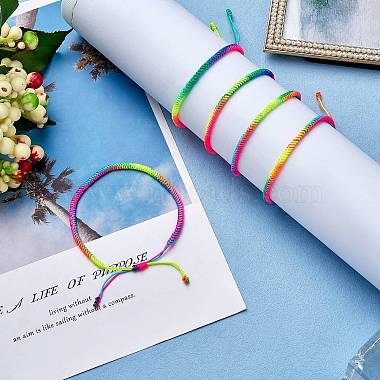 5Pcs 5 Color Braided Nylon Thread Cord Bracelets Set(BJEW-SW00049-05)-4