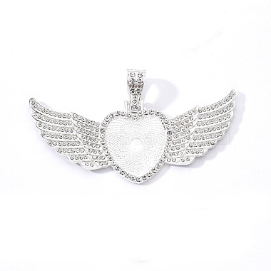 Silver Heart Alloy+Rhinestone Pendants