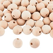 Natural Wooden Beads, Undyed, Round, Antique White, 26mm, Hole: 5.5mm, 60pcs/bag(WOOD-PH0009-36)