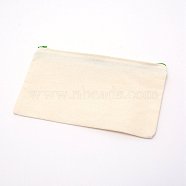 Cloth Nylon Blank DIY Craft Bag Canvas Pen Bag, Multipurpose Travel Toiletry Pouch with Zipper, Green, 12.4x21.1x0.3cm(ABAG-WH0026-10C)