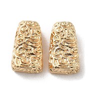 Textured Brass Beads, Trapezoid, Real 18K Gold Plated, 14x8.5x6mm, Hole: 3.5x2.5mm(KK-H455-04G)