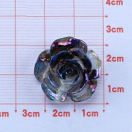 Iridescent Opaque Resin Imitation Shell Cabochons, Black, Flower, 23x23mm(PW-WG85951-04)