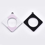 Cellulose Acetate(Resin) Big Pendants, Rhombus, Pearl Pink, 64x60x4mm, Hole: 2mm(KY-S157-06B)