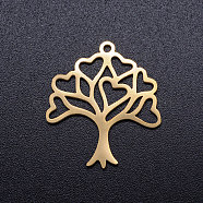201 Stainless Steel Hollow Pendants, Tree of Life, Golden, 23x20.5x1mm, Hole: 1.5mm(STAS-Q201-JN298-2)