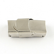 Smooth Surface 201 Stainless Steel Watch Band Clasps, Stainless Steel Color, 25x9x6mm, Hole: 6x3mm(STAS-R063-64)