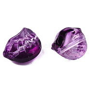 Transparent Spray Painted Glass Beads, Dumplings, Purple, 10x13x9mm, Hole: 1.2mm(GLAA-N035-033-C06)