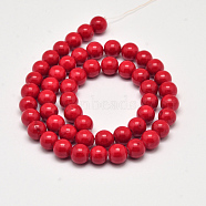 Natural Mashan Jade Beads Strands, Dyed, Round, Red, 8mm, Hole: 1mm, about 50pcs/strand, 16 inch(G-H1626-8MM-33)