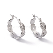 304 Stainless Steel Infinity Hoop Earrings for Women, Stainless Steel Color, 20x21x6mm, Pin: 0.6mm(EJEW-E199-17P)