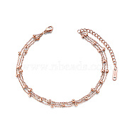 SHEGRACE Titanium Steel Multi-Strand Anklet, with Cable Chains and Round Beads(Chain Extenders Random Style), Rose Gold, 8-5/8 inch(22cm)(JA100A)