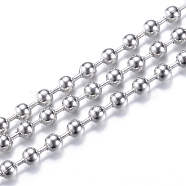 304 Stainless Steel Ball Chains, Stainless Steel Color, 1.5mm(CHS-R010-31)