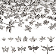 Pandahall 48Pcs 12 Style Tibetan Style Alloy Pendants, Dragonfly & Bee & Butterfly, Antique Silver, 10~25x10~35x1.5~3mm, Hole: 1.2~2.5mm, 4pcs/style(FIND-TA0002-91)