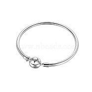 TINYSAND Rhodium Plated 925 Sterling Silver Basic Bangles for European Style Jewelry Making, Platinum, 210mm(TS-B132-S-21)