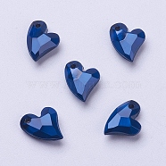 Acrylic Pendants, Imitation Pearl, Heart, Faceted, Prussian Blue, 11x9x4mm, Hole: 0.5mm(MACR-P120-11mm-P17)