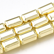 Electroplate Non-magnetic Synthetic Hematite Beads Strands, Cuboid, Golden Plated, 8x4x4mm, Hole: 1mm, about 51pcs/strand, 16.1 inch(G-T061-183G)