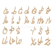 Brass Micro Pave Clear Cubic Zirconia Charms, Golden, Letter A~Z, Letter A~Z, 11~14x5.5~10.5x1.8mm, Hole: 1.8mm, 26pcs/box(ZIRC-SZ0003-96)