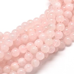 Natural Rose Quartz Round Bead Strands, 6mm, Hole: 1mm, about 62pcs/strand, 15.5 inch(X-G-P072-05-6mm)