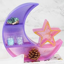Crescent Moon Star Shelf Silicone Molds, For DIY Trinket Storage Container, Candy Box UV Resin, Epoxy Resin Craft Making, White, 230x240x41mm(DIY-F063-01)
