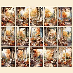 30Pcs 15 Styles Afternoon Time Theme Scrapbook Paper Pads, for DIY Album Scrapbook, Background Paper, Diary Decoration, Orange, 140x95mm, 2pcs/style(PW-WG87124-02)