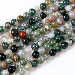 Natural Indian Agate Gemstone Bead Strands, Round, 8mm, Hole: 1mm, about 45~47pcs/strand, 14.9 inch(G-R201-8mm)