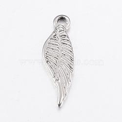 Tarnish Resistant 304 Stainless Steel Pendants, Wing, Stainless Steel Color, 19x6x1.5mm, Hole: 1.5mm(STAS-G172-43P)