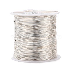 Round Copper Wire Copper Beading Wire for Jewelry Making, Long-Lasting Plated, Silver Color Plated, 24 Gauge, 0.5mm, about 75.45 Feet(23m)/roll(CWIR-F001-S-0.5mm)