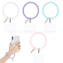 8Pcs 4 Colors Silicone Loop Phone Lanyard, Wrist Lanyard Strap, with Plastic & Iron Keychain Holder, Mixed Color, 17.7cm, 2pcs/color(KEYC-CA0001-24)
