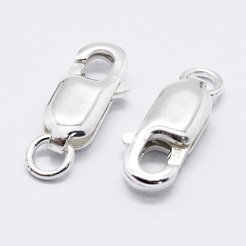 925 Sterling Silver Lobster Claw Clasps, with 925 Stamp, Silver, 17mm, Hole: 2.5mm
