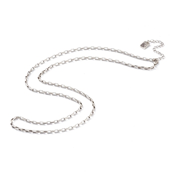 Brass Box Chain Necklaces, with Lobster Claw Clasps, Long-Lasting Plated, Word Good Luck, Antique Silver, 24-1/4 inch(61.7cm)
