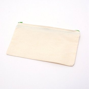 Cloth Nylon Blank DIY Craft Bag Canvas Pen Bag, Multipurpose Travel Toiletry Pouch with Zipper, Green, 12.4x21.1x0.3cm