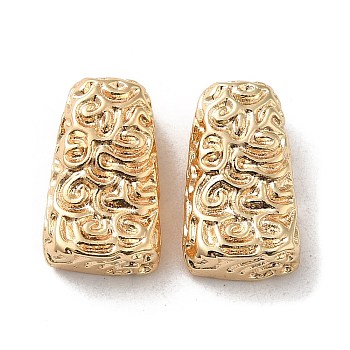 Textured Brass Beads, Trapezoid, Real 18K Gold Plated, 14x8.5x6mm, Hole: 3.5x2.5mm