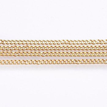 304 Stainless Steel Curb Chains, Soldered, Golden, 2.2x0.5mm