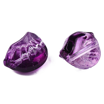 Transparent Spray Painted Glass Beads, Dumplings, Purple, 10x13x9mm, Hole: 1.2mm