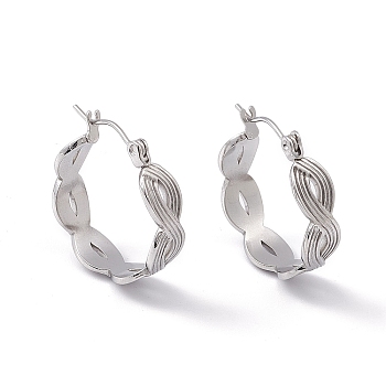 304 Stainless Steel Infinity Hoop Earrings for Women, Stainless Steel Color, 20x21x6mm, Pin: 0.6mm
