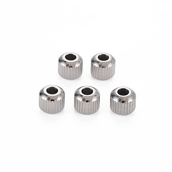 201 Stainless Steel Beads, Column, Cadmium Free & Nickel Free & Lead Free, Rondelle, Stainless Steel Color, 6x5.5mm, Hole: 2mm