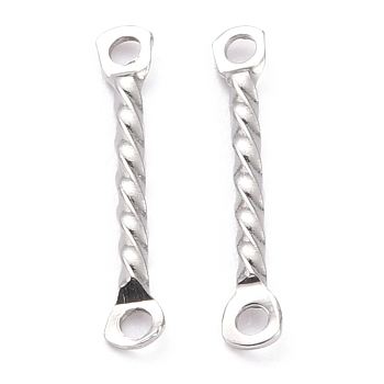 201 Stainless Steel Links Connectors, Twist Bar Links, Stainless Steel Color, 15x1.3x1mm, Hole: 1.2mm
