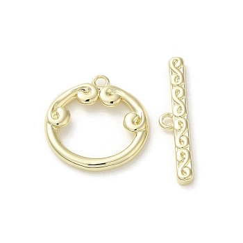 Brass Toggle Clasps, Long-Lasting Plated, the Incantation of the Golden Hoop, Golden, 16x16x2mm, Hole: 1.2mm